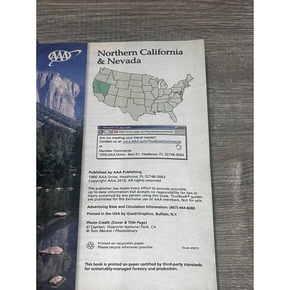 AAA TourBook Northern California & Nevada 2011 Edition Paperback - Picture 2 of 5